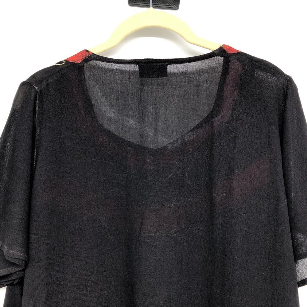 Shiva Fashions Rayon Black & Red High Low Hindi-style Tunic Blouse OS - Picture 10 of 15